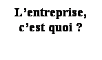 Zone de Texte: Lentreprise, cest quoi ?
